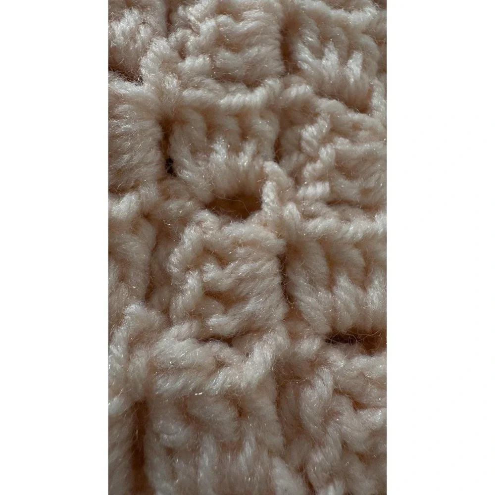 VTG Handmade Peach Crocheted Bedspread Coverlet 72x70 Peach Not Pink